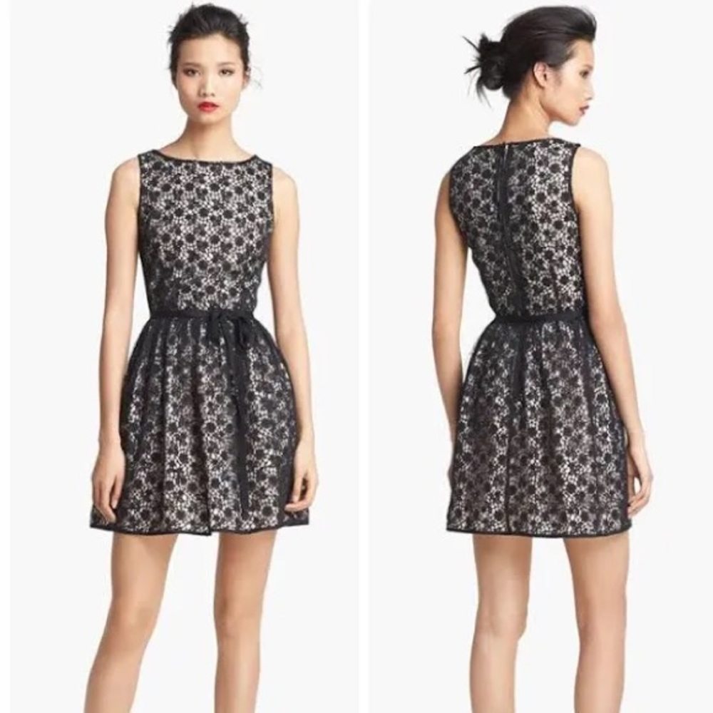 Red Valentino Macramé Lace Dress In Black